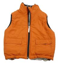 Oranžová šušťáková zateplená obojstranná vesta