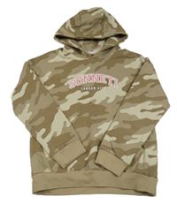 Béžová army mikina s nápisem a kapucí Sonneti