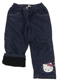 Tmavomodré podšité rifle s Kitty 