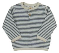 Bielo-modrá pruhovaný sveter s gombíky F&F