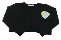 Nové - Černé pletené propínací bolérko s korálkami