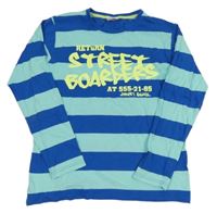 Modro-světlemodré pruhované triko s nápisem Yigga