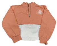 Korálová crop mikina s  s nápisom a všitým topem River Island