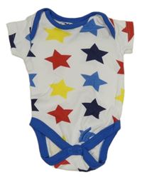 Biele body s hviezdami a modrým lemem