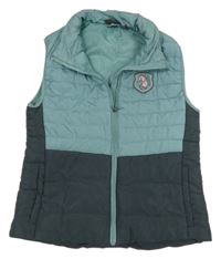 Zeleno-tmavosivá šušťáková zateplená jezdecká vesta Crane