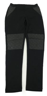 Čierne tregíny s koženkou Charles Vögele