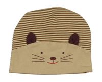 Béžovo-medová pruhovaná čepie s ňufáčikom 