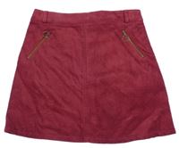 Rubínová menšestrová sukňa so zipy Nutmeg