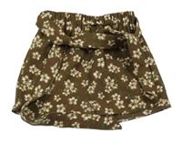 Hnedá kvetovaná sukňa s opaskom