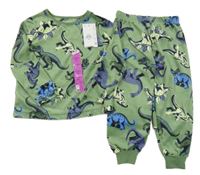 Nové - Khaki plyšové pyžamo s dinosaury Primark
