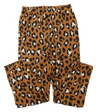 Rezavo-bílo-černé leopardí pyžamové kalhoty F&F