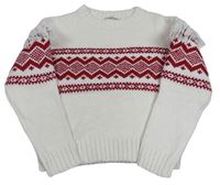Bielo-červený sveter s strapcemi M&S