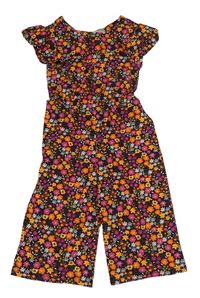 Antracitový culottes overal s kytičkami Matalan