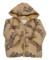 Béžová šušťáková zimná bunda s Batmanem a kapucňou Primark