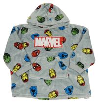Šedá chlupatá oversize mikina s hrdiny a kapucí Marvel