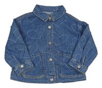 Modrá rifľová bunda so srdiečkami Zara