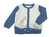 Bielo-tmavomodrý prepínaci sveter so žirafou Nutmeg