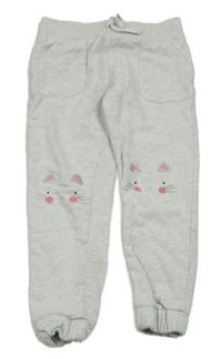 Sivé melírované tepláky s mačkami Mothercare