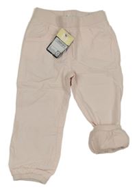 Nové - Světlerůžové plátěné podšité cuff kalhoty C&A