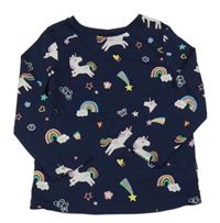 Tmavomodré triko s jednorožci F&F