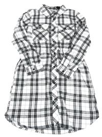 Bílo-černé kostkované košilové šaty Pocopiano