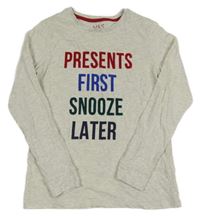 Sivé melírované tričko s nápisom M&S