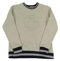 Béžová mikina s palmami a pruhovanými lemy River Island