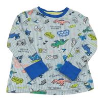 Bielo-modré kockované tričko s obrázkami C&A