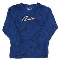 Modro-tmavomodré vzorované triko s nápisem Urban