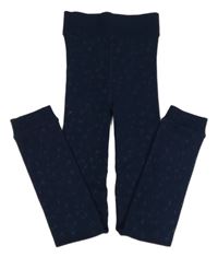 Tmavomodré zateplené vzorované legíny 