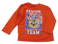 Červené triko s Chasem z překlápěcích flitrů - Tlapková patrola Nickelodeon 