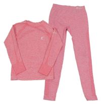 2set - Neonově růžové melírované spodní funkční triko + legíny Kaytan