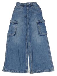 Modré široké rifle s kapsami H&M