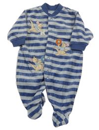 Šedo-modrý pruhovaný sametový overal s klokánkem Rú Disney 