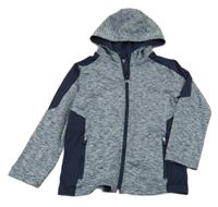 Tmavomodrá melírovaná propínací sportovní mikina s kapucí 