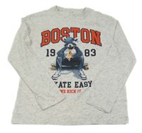 Bielo-sivé melírované tričko s mývalem C&A