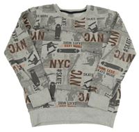 Sivá mikina so skateboardisty Y.F.K.