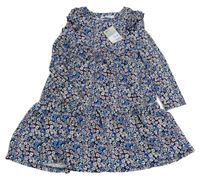 Nové - Farebné kvetované šaty s volánikmi Primark