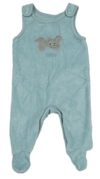 Modré sametové žebrované dupačky so slonom Disney