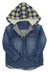 Modrá rifľová košeľová bunda s kapucňou Mothercare
