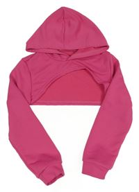 Ružová crop mikina s kapucňou