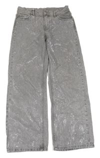 Šedé wide leg rifle s flitry Zara