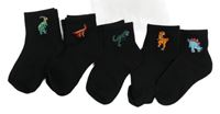 Nové - 5pack - Černé ponožky s dinosaurem vel. 23-26