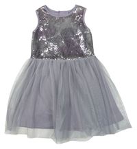 Šedofialové tylové šaty s flitrami M&Co