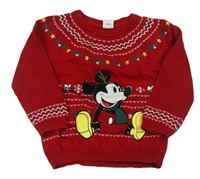 Červený vianočný sveter s Mickey zn. PRIMARK