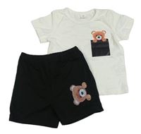 2Set - Bílé tričko s medvídkem + kraťasy 