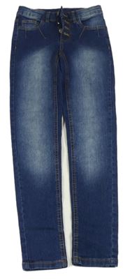 Tmavomodré skinny teplákové rifle zn. John Baner