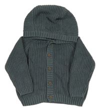 Tmavosivý rebrovaný prepínaci sveter s kapucňou mamas&papas
