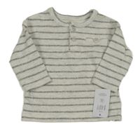 Nové - světlešedo-černé pruhované melírované úpletové mikinotriko George