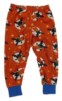 Červeno-vínovo-modré pruhované plyšové pyžamové nohavice s Bingem George